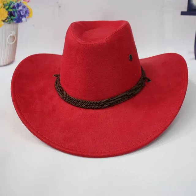 Western American Style Synthetic Leather Cowboy Hats for Women & Men