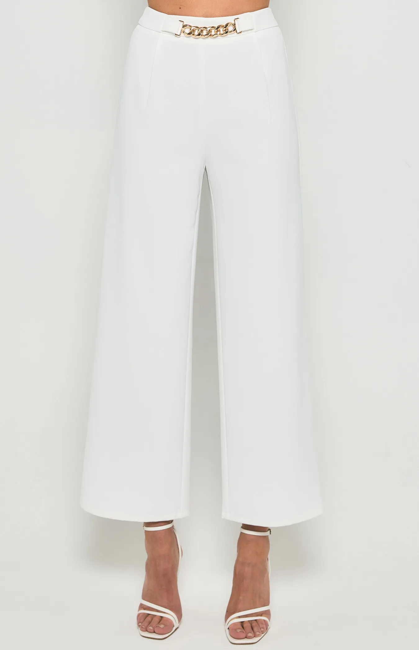 Wide Leg Pants with Front Chain Detail (SPA442B)