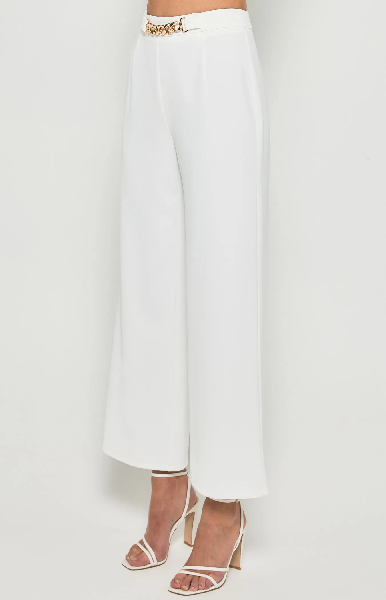 Wide Leg Pants with Front Chain Detail (SPA442B)