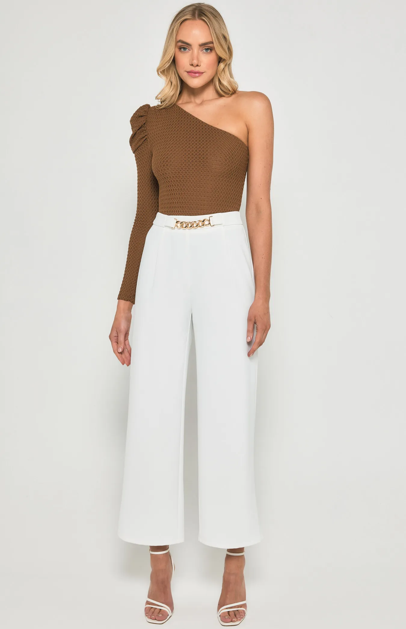 Wide Leg Pants with Front Chain Detail (SPA442B)