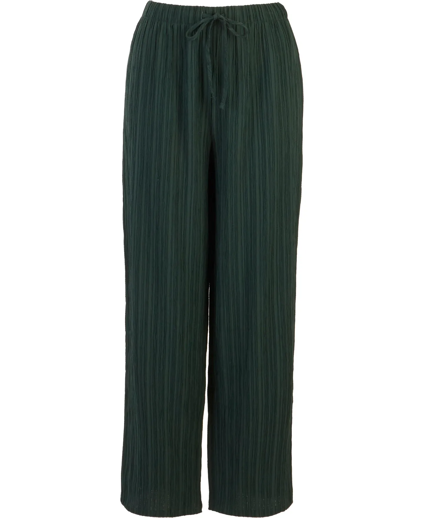 Women's Textured Wide Leg Pants in Dark Green | Postie